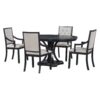 5 Piece Dining Set Retro Extendable Round Table And 4 Chairs For Kitchen Dining Room - Black - Image 10