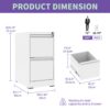 2 Drawer Vertical File Cabinet With Lock For A4 Legal / Letter Size - White - Image 3