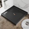 Shower Base, Anti Slip Center Drain Double Threshold - Black - Image 6