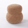 Snowman Stool With Lamb Wool Cushion And Solid Wood Frame - Light Camel - Image 5