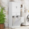 Modern Bathroom Storage Cabinet With 2 Laundry Baskets, 1 Drawer, Adjustable Shelf - White - Image 2