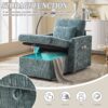 Multifunctional Chenille Recliner With Storage And Phone Bracket For Small Spaces - Lake Blue - Image 6