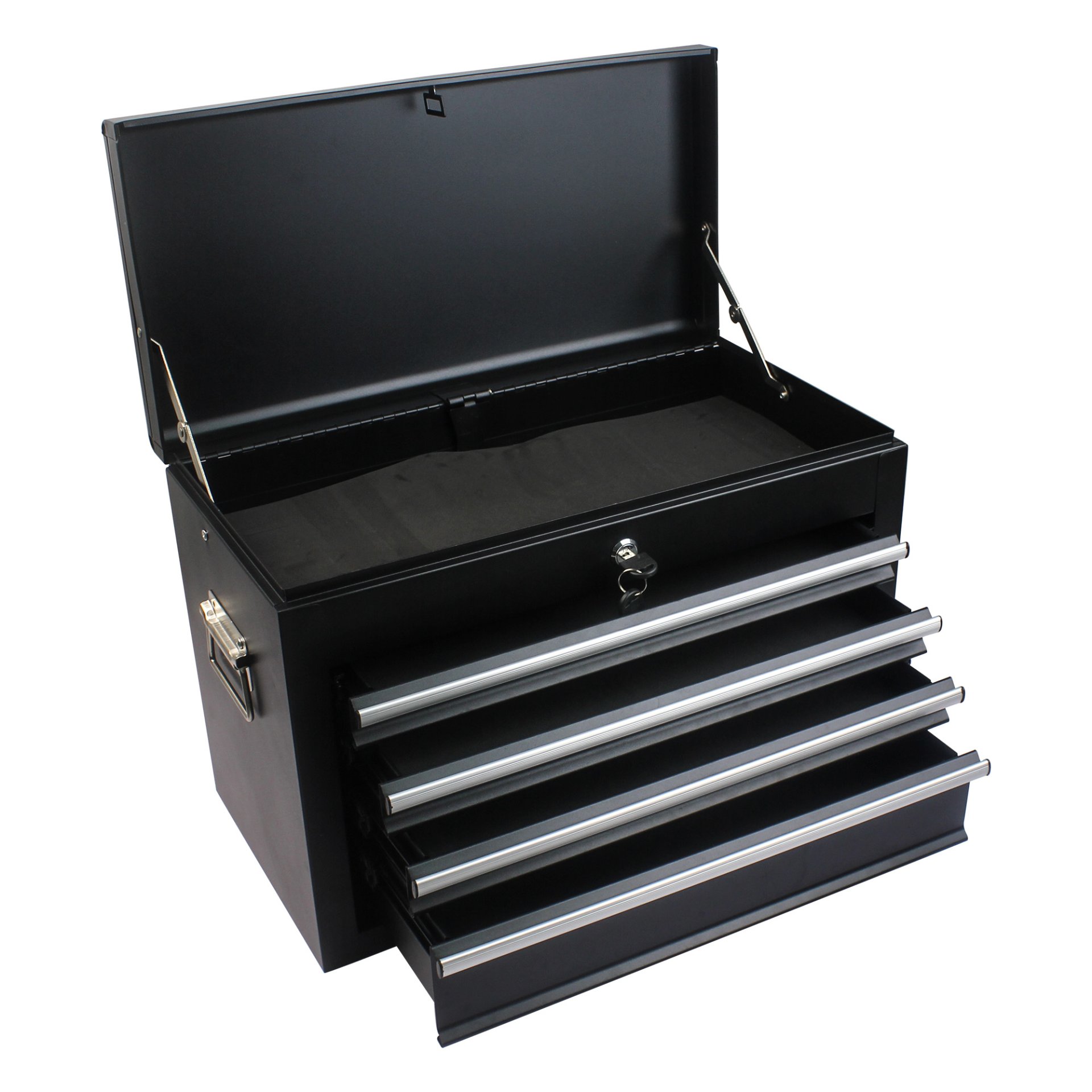 6 Drawer Lockable Tool Cabinet On Wheels Steel Rolling Tool Chest With Detachable Toolbox, 2 In 1 Garage Workshop Storage Organizer With 4 Universal Casters - Black - Image 16
