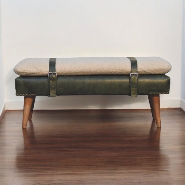 Buffalo - Hide Leather Bench - Olive Green