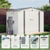 Metal Outdoor Storage Shed 8 X 6 Ft With Pitched Roof And Side Window - White / Gray - Image 8