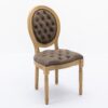 French Style Solid Wood Frame Antique Painting, Hand-Pulled Buckle Decoration Artificial Leather Dining Chair With Nailhead Trim, Wood Legs, Density Foam, Steel Spring Inner (Set of 2) - Brown - Image 5