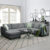 Sectional Sofa Couches Living Room Sets, 7 Seats Modular Sectional Sofa With Ottoman, L Shape Fabric Sofa Corner Couch Set With 3 Pillows - Gray - Image 16