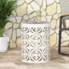 Airy - Outdoor Side Table With Lace Cut Design And Metal Frame - White - Image 8