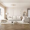 3 Piece Living Room Set Modular L Shaped Sectional Couch Upholstered, 3 Seater Sofa & Armchair & Movable Ottoman 5 Seat - Beige - Image 10