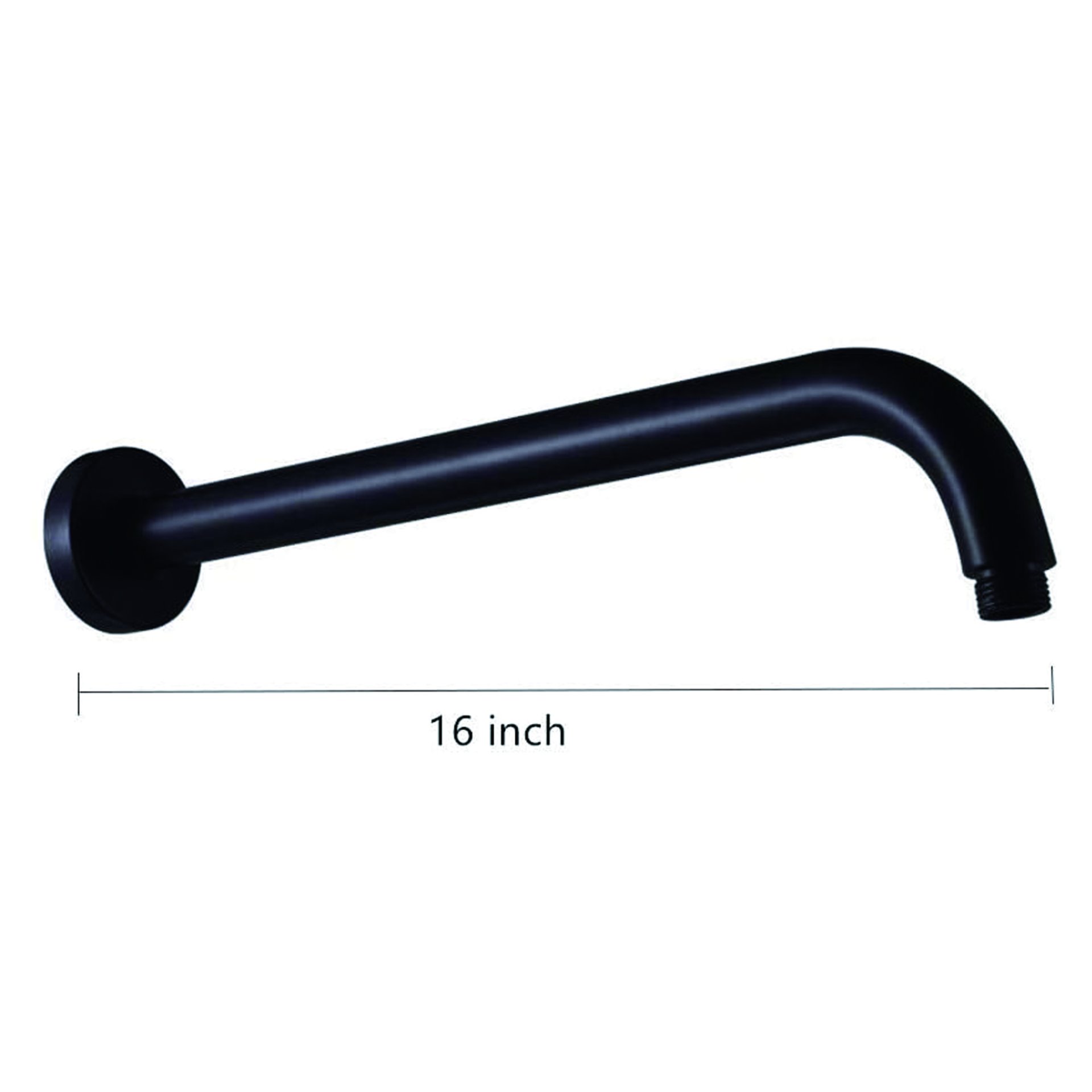 16" Shower Arm With Flange, Stainless Steel, Rust Resistant Design - Matte Black - Image 3