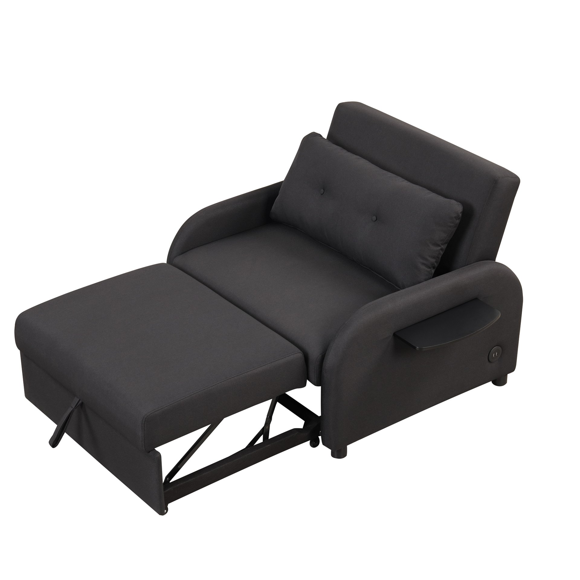 3 In 1 Pull Out Sofa Sleeper With Wing Table And USB Charge - Black - Image 17
