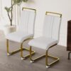 Dining Chairs (Set of 4), Side Dining Room Chairs With Golden Legs, Kitchen Chairs With Padded Seat High Back - White - Image 9