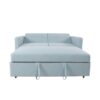 Loveseat Sleeper Pull Out Couch 3 In 1 Sofa Bed Adjustable Backrest - Light Blue - Image 6
