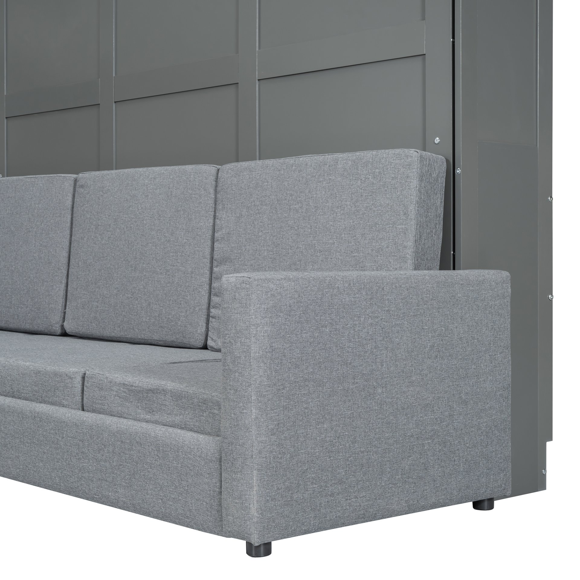Queen Size Murphy Wall Bed With Sofa - Gray - Image 15