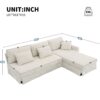 Modern L-Shaped Corduroy Sofa With Reversible Chaise, 4 Seat Upholstered Sectional Indoor Furniture, Convertible Sleeper Couch With Pillows - Beige - Image 23