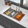 Topmount Drop In Kitchen Sink With Double Bowl Design - Brushed Nickel - Image 2