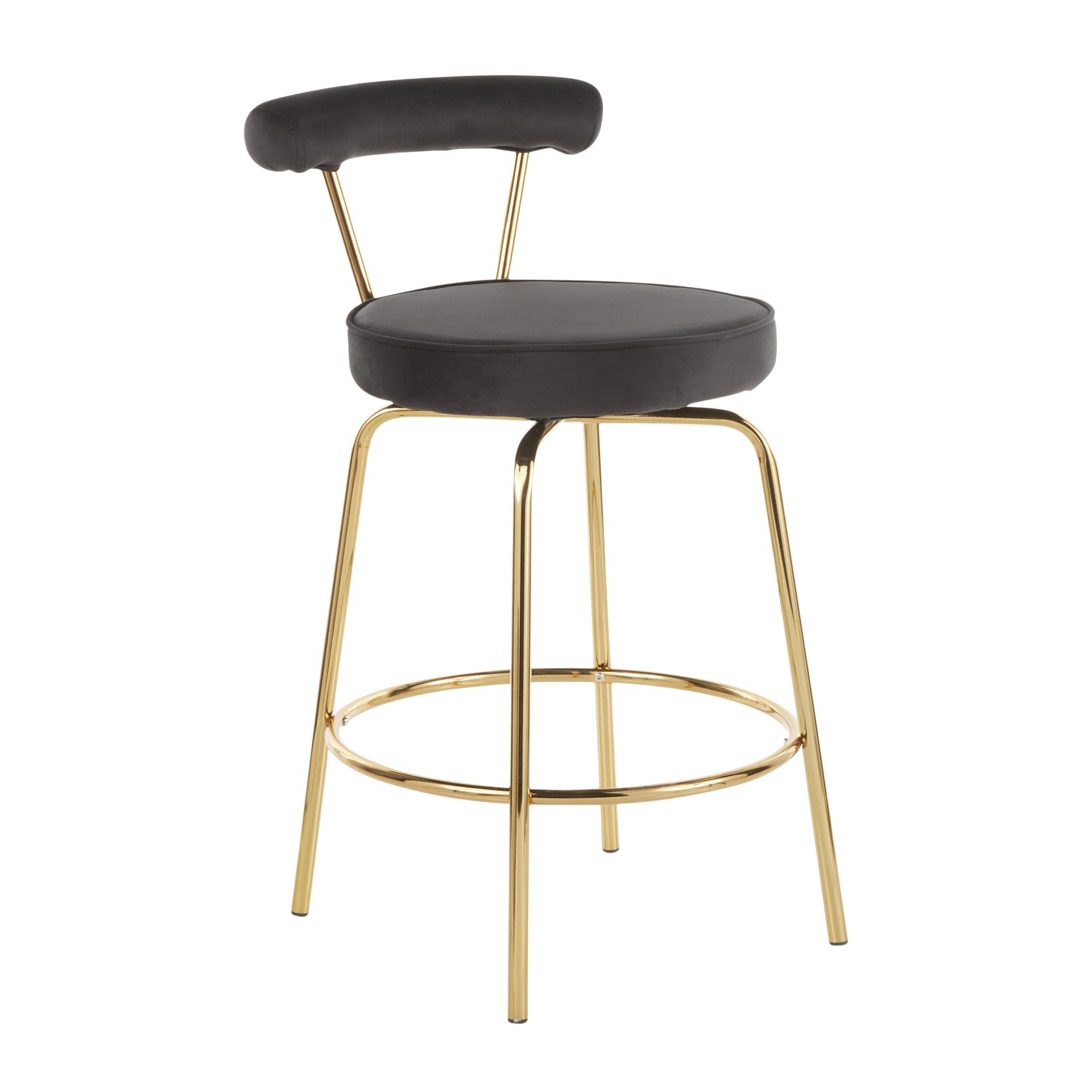 Rhonda - Glam Counter Stool (Set of 2) - Gold / Black - Image 2