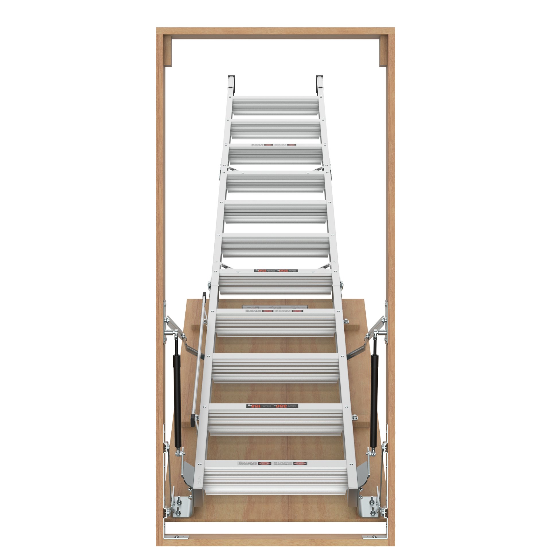 Household Aluminum Attic Ladder 25" x 54", 375 Lbs Capacity, 7'8" -10'3" Ceiling Height - Gray - Image 6