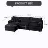 Modular Sectional Sofa Oversized Deep Seat L Shaped Couch Set With Movable Ottoman - Black - Image 20