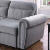 Ashton - Velvet Fabric Reversible Sleeper Sectional Sofa Chaise - Gray - Image 13
