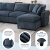 Modern Modular Cloud Sofa Bed, 6 Seat Chenille Sectional Couch Set With Ottoman, Free Combination, Convertible U Shaped Sleeper Sofa - Dark Blue - Image 20