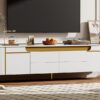 TV Stand For TVs Up To 80", TV Cabinet With 4 Drawers And 2 Spacious Cabinets, 5 Metal Legs For Living Room - White - Image 5