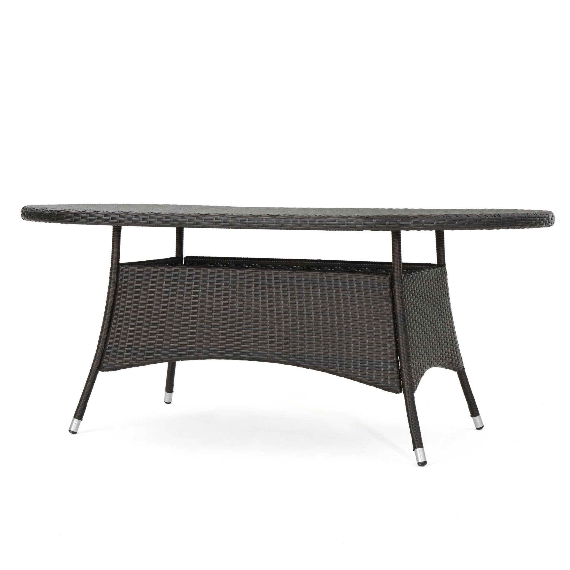 Outdoor Oval Dining Table With Silver Tipped Legs - Brown Multi - Image 7