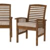 Modern 2 Piece Slat Back Patio Chairs With Cushions - Dark Brown - Image 4