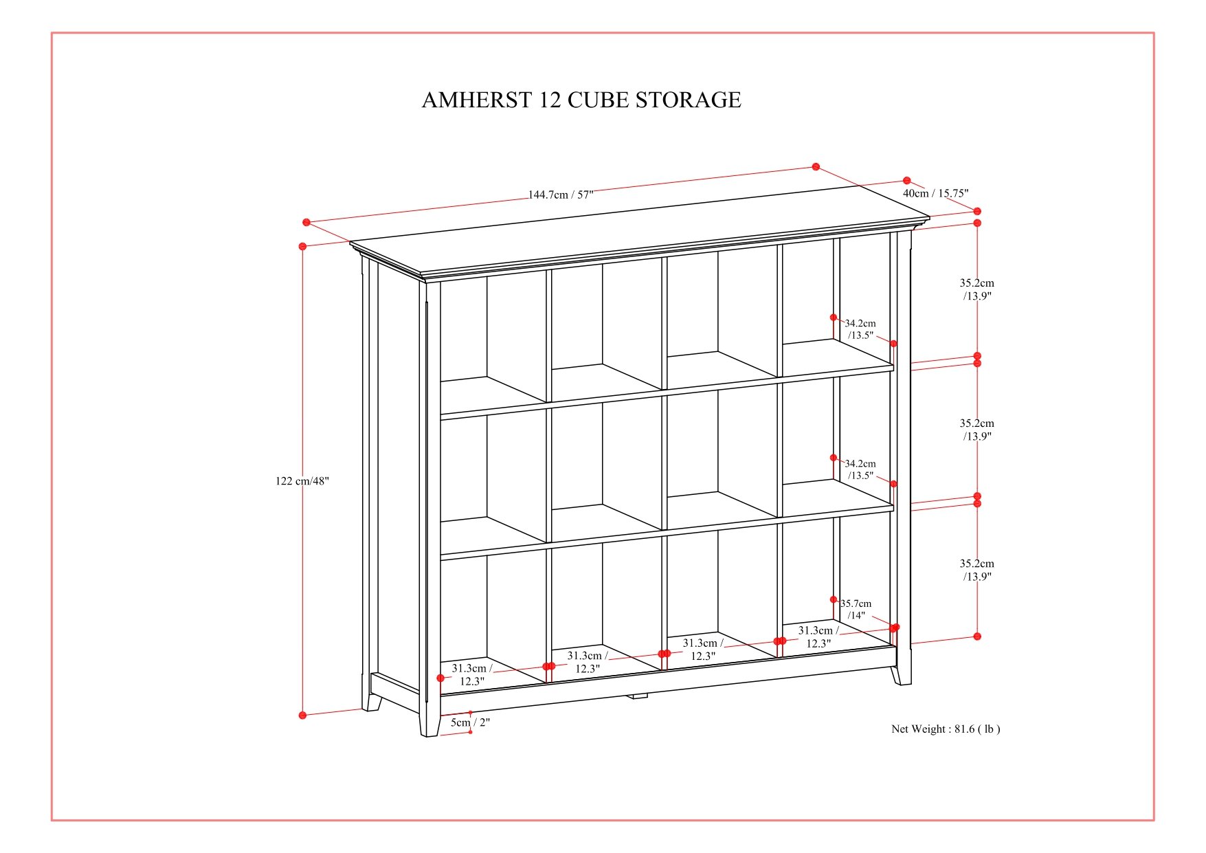 Amherst - 12 Cube Storage Bookcase - Hickory Brown - Image 9