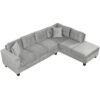 Modern Sectional Sofa With Storage Ottoman, L - Shape Couch With 2 Pillows And Cup Holders - Gray - Image 19