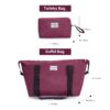3 Piece Set (18/Travelbag /Toiletry Bag), Softshell Suitcase Spinner Wheels Terylene Polyester Luggage Sets Carry On Suitcase Luggage Lightweight Durable Suitcase - Wine Red - Image 16