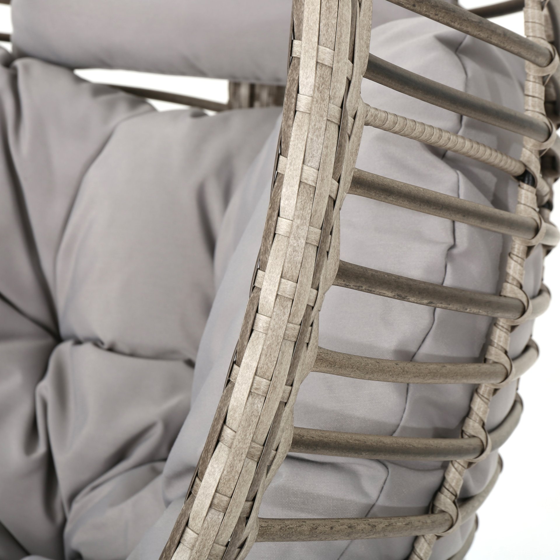 Charming Hanging Basket Chair With Cozy Wicker Weave And Sturdy Metal Frame - Gray - Image 10