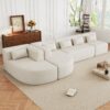Upholstered Sofa Free Combined Sofa Couch With 2 Chaise Lounge And 5 Back Pillows For Living Room - Beige - Image 4