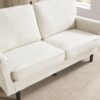 Mid Century Modern Loveseat Sofa With USB, Removable Pillow Cover - Beige - Image 13