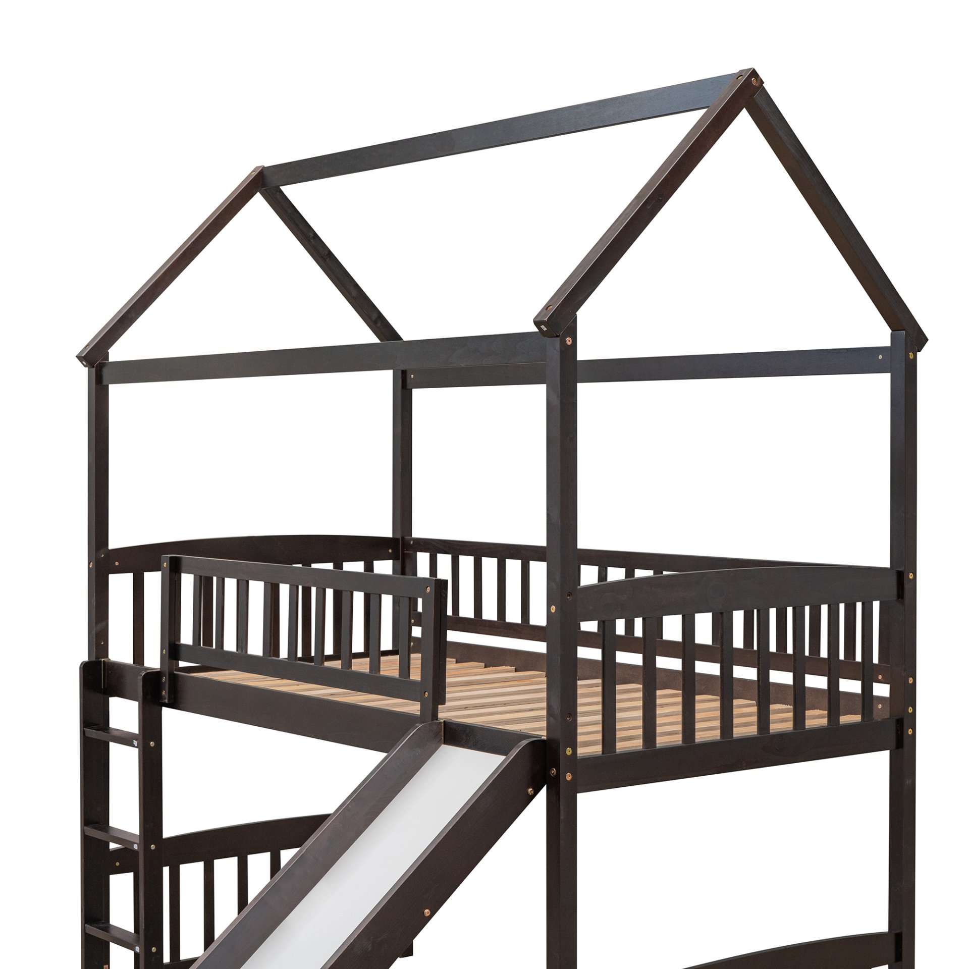 Twin House Loft Bed With Slide - Espresso - Image 8