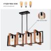 4 Light Kitchen Island Lights Pendant Light Farmhouse Dining Room Light Fixture, Rectangular Chandelier, 36" Hanging Lighting For Living Room, Conference Room, Home Office - Matte Black - Image 6