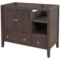 Bathroom Vanity Base Only, Solid Wood Frame And MDF Boards - Brown