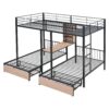 Full Over Twin & Twin Triple Bunk Bed With Drawers, Multi-Functional Frame With Desks And Shelves In The Middle - Black - Image 6