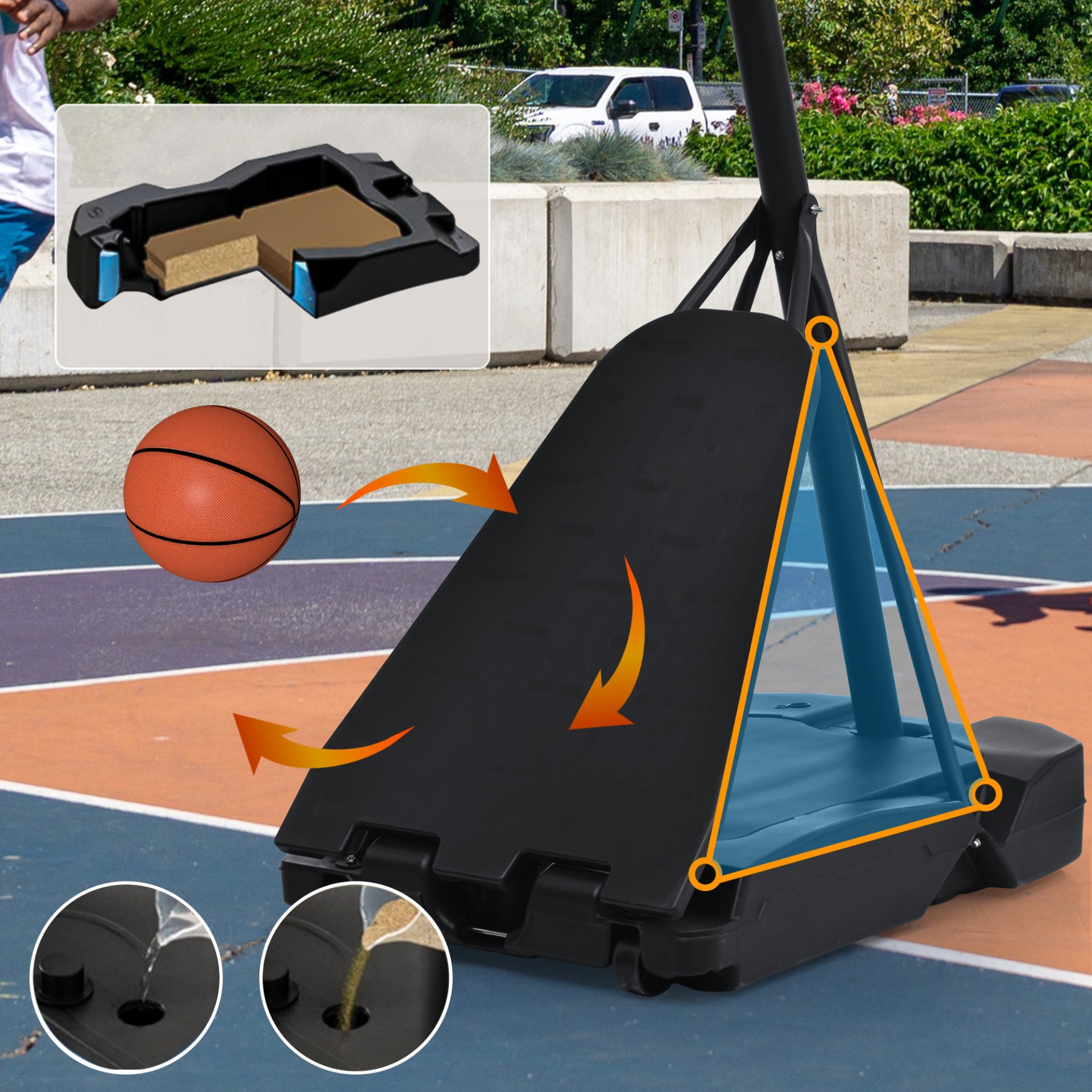 Portable Basketball Hoop Basketball System Adjustable For Youth Adults LED Basketball Hoop Lights, Colorful Lights, Waterproof, Super Bright To Play At Night Outdoors, Good Gift For Kids - Black - Image 6