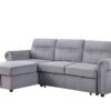 Ashton - Velvet Fabric Reversible Sleeper Sectional Sofa Chaise - Gray - Image 5