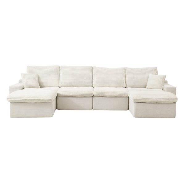 Modern Modular Cloud Sectional Couch With Comfy Chaise - Beige