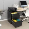 2 Drawer File Cabinet With Lock, Steel Mobile Filing Cabinet On Anti - Tilt Wheels, Rolling Locking Office Cabinets Under Desk For Legal / Letter Size - Black - Image 13