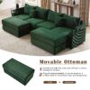 Modern Style 4 Seater Sofa Sectional Sofa Couch With Storage Space, Two Movable Ottomans, Two USB Ports, Two Cup Holders, A Phone Holder For Living Room - Green - Image 15