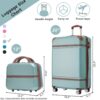 20" Hardside Luggage With Cosmetic Case, 2 Piece Lightweight Suitcase Set With Spinner Wheels, Carry On Vintage Luggage - Green - Image 3