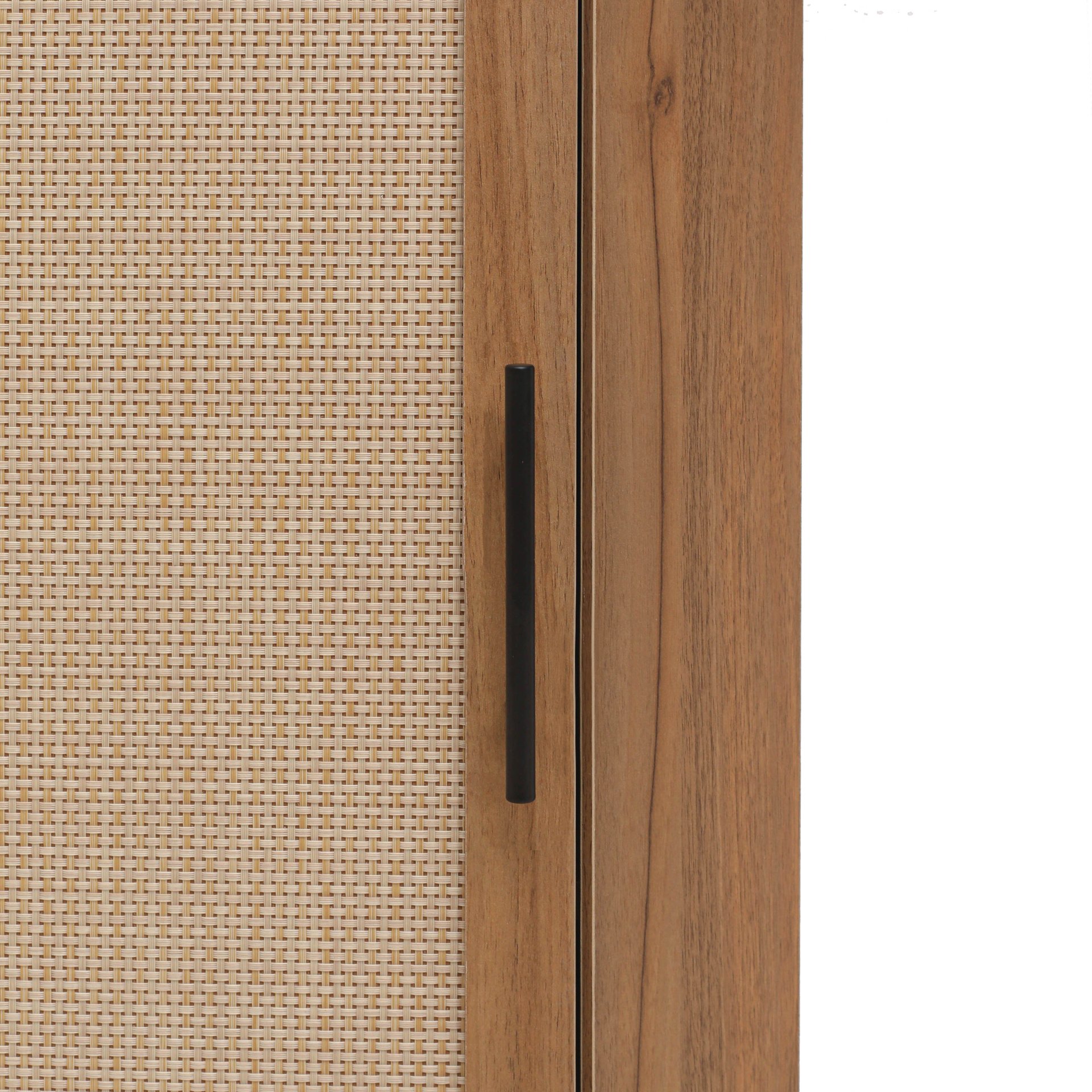 Corner Cabinet, Rattan Door, Freestanding Corner Tables For Small Spaces, Corner Shelf Stand For Living Room, Kitchen, Bathroom, Bedroom - Walnut - Image 13