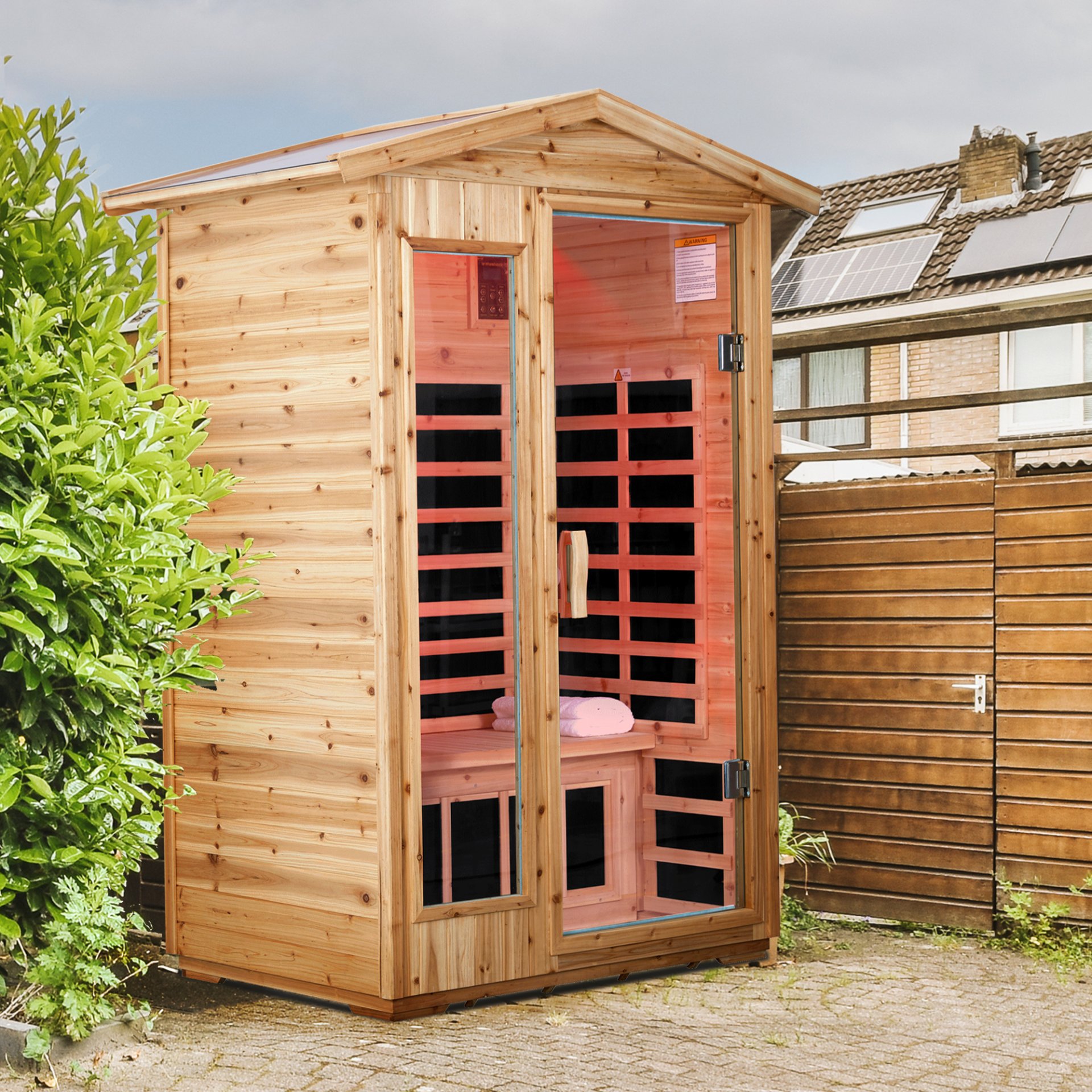2 Person Far Infrared Old Fir Outdoor Sauna Room - Natural - Image 7