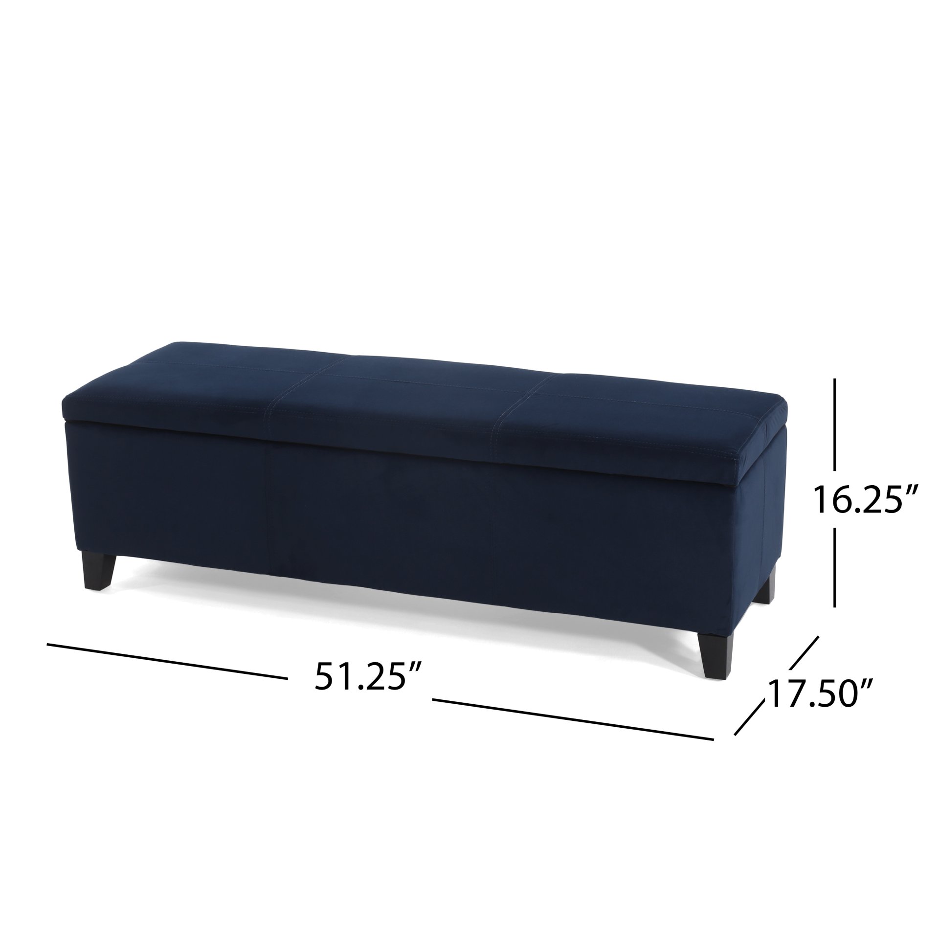 Velvet Storage Bench, Upholstered End Of Bed, Storage Ottoman Benches, Fabric Ottoman Bench With Large Storage Space For Living Room Entryway Bedroom - Dark Blue - Image 3
