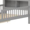 Twin Size Bed With Headboard Storage Rack, 2 Under Bed Drawers, 3 - Side Guardrails For Safety And Security - Gray - Image 11