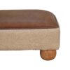Vintage Leather Boucle Ball Footstool - Brown - Image 5