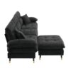 L Shaped Convertible Sectional Sofa 4 Seat Tufted Couch Set With Two Tone Adjust Legs Cloud Movable Ottoman - Black - Image 6